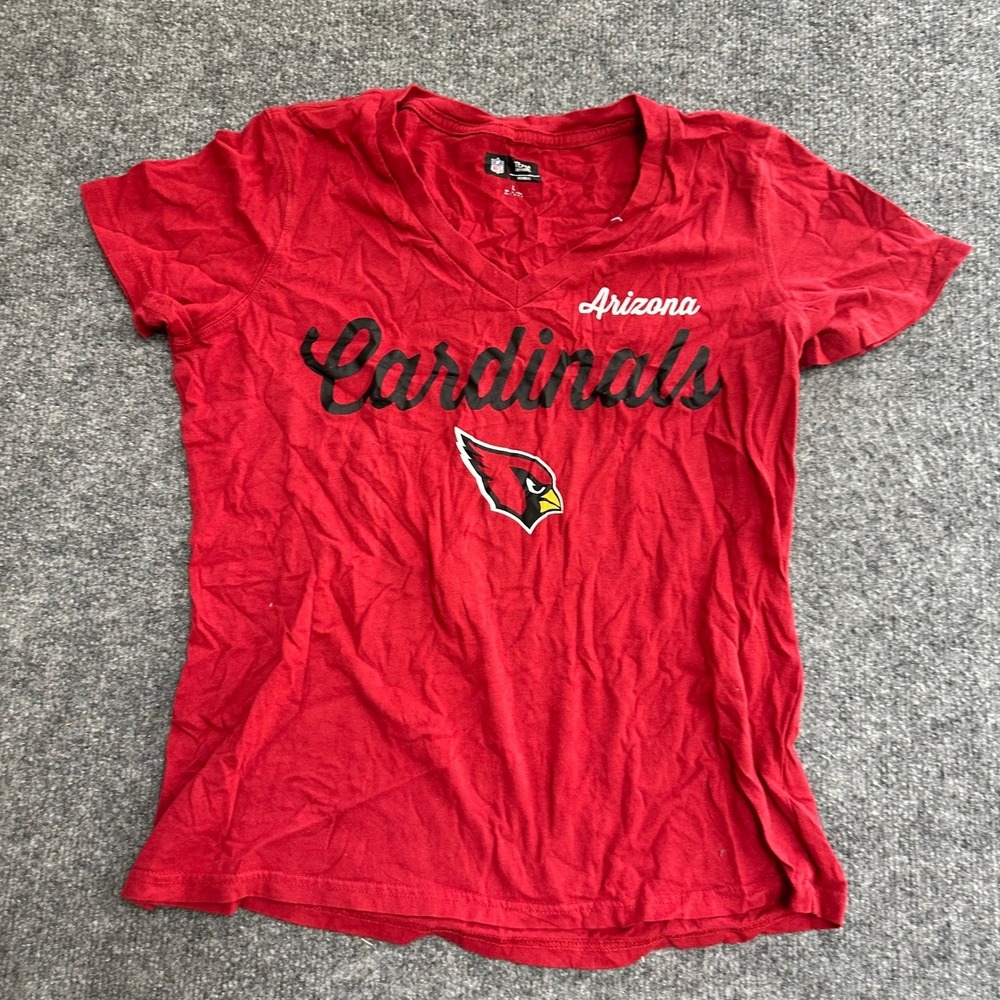 NFL Team Apparel T-Shirt Womens Size L Red Arizona Cardinals V-Neck Graphic Tee